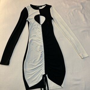Motel Rocks Black and White Long Sleeve Dress